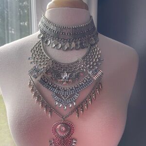 Elegant Silver Statement Necklace